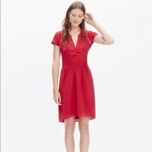 Madewell Silk Fable Dress in Red